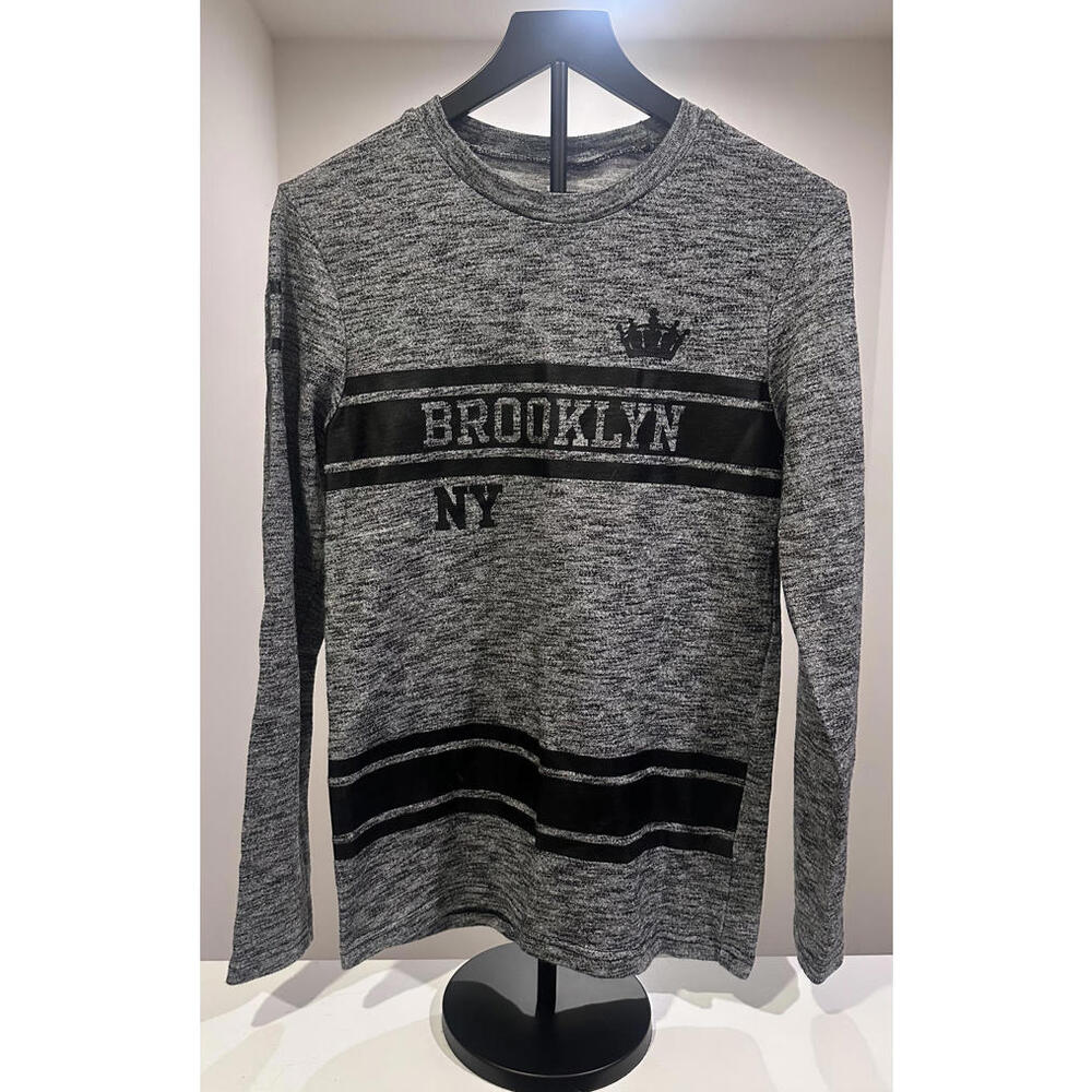 Brooklyn Calling N.Y.C. Brooklyn NY XSmall Oversized Bl/Gr Heather Sweater Top